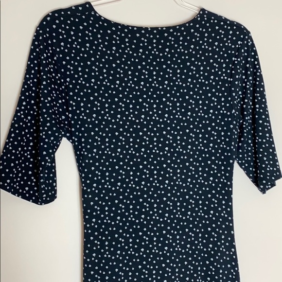 Whistles navy print draped elbow sleeve dress - Picture 5 of 6
